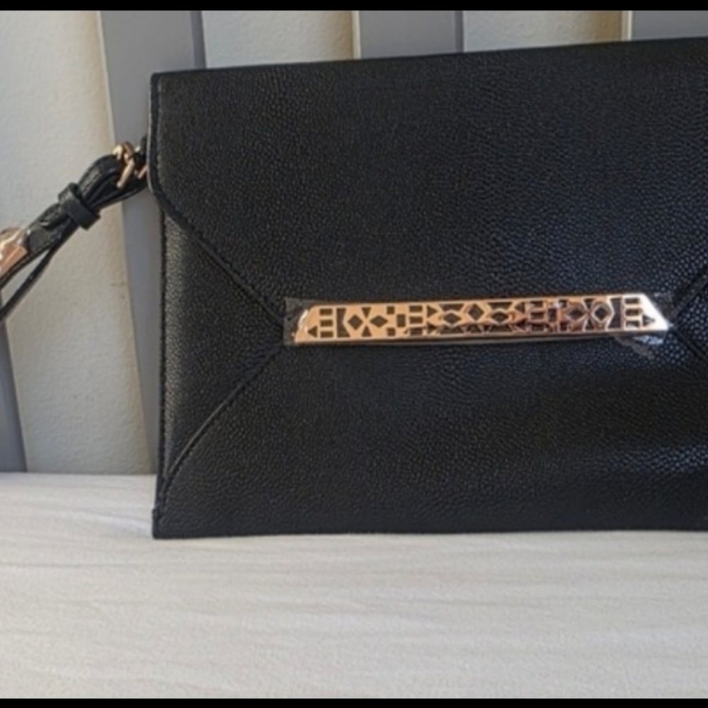Wristlet Clutch Stella And Dot Avalon Envelope Black W/ Gold Hardware